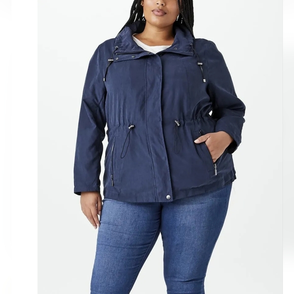 NEW NWT Meri Skye Dia & Co Plus Size Navy Blue Alto Anorak Jacket - Picture 3 of 5